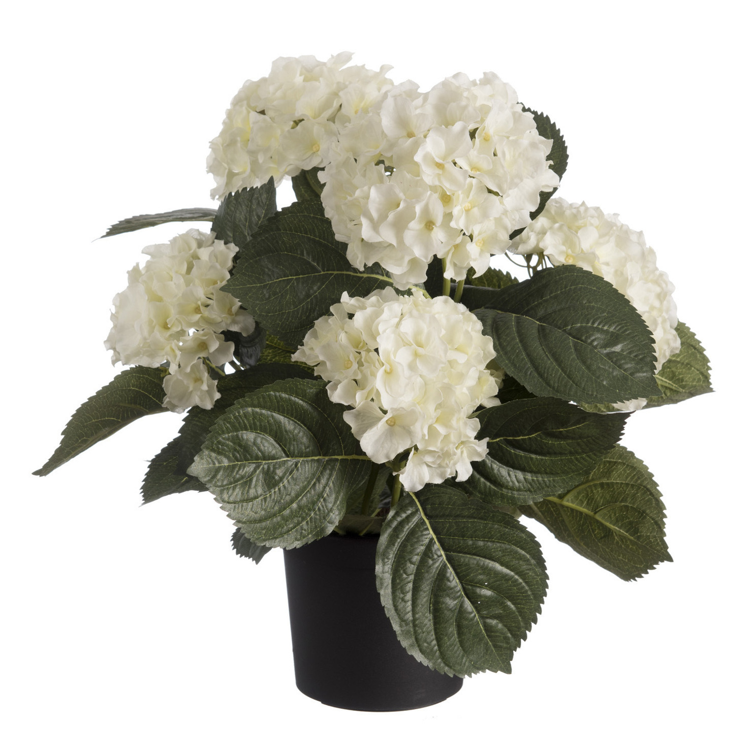 Louis Maes Kunstplant - Hortensia hydrangea - wit - in pot - cm - met bloemen -