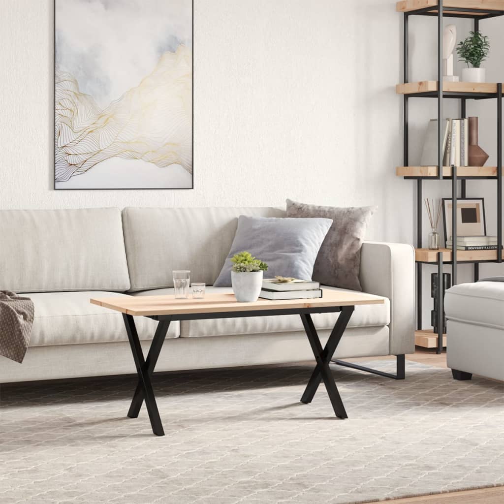 vidaXL Salontafel X-frame 100x50x45 cm massief grenenhout en gietijzer