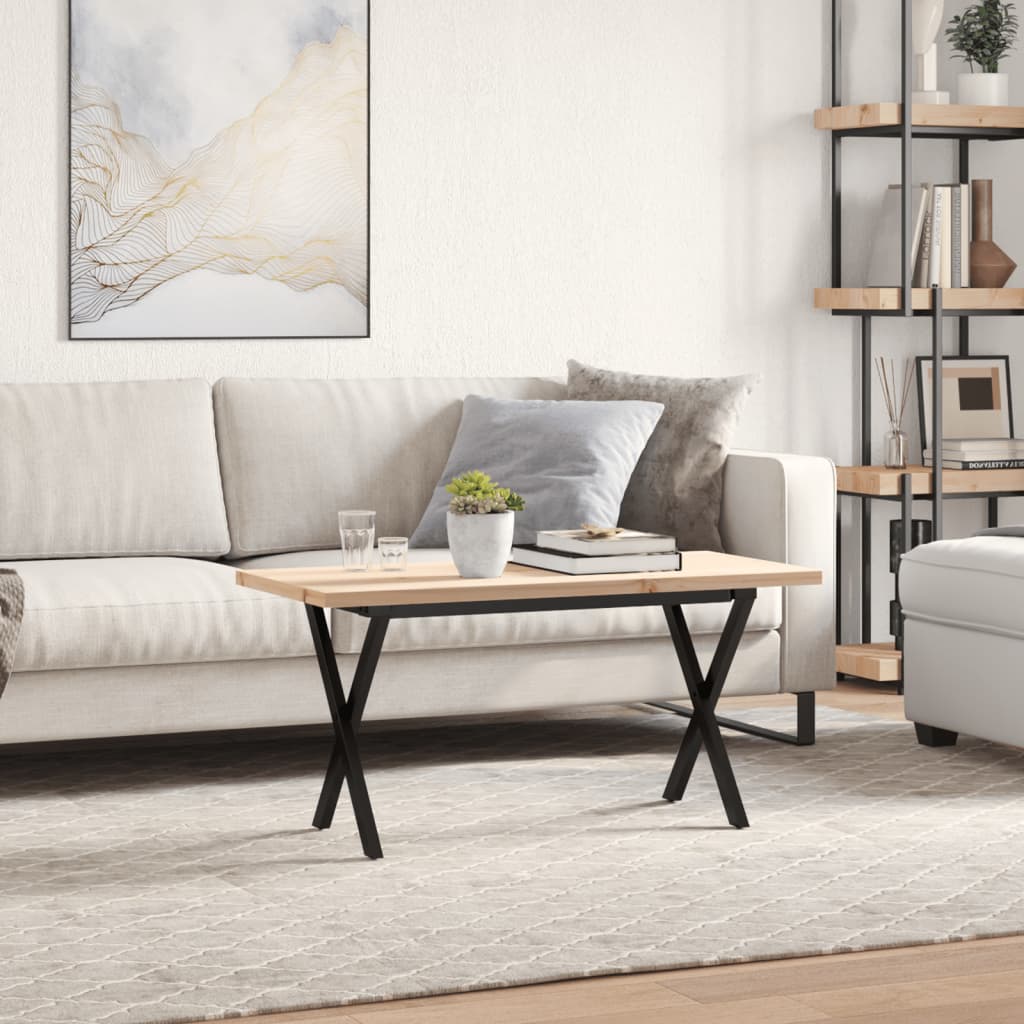 vidaXL Salontafel X-frame 100x50x45,5 cm grenenhout en gietijzer