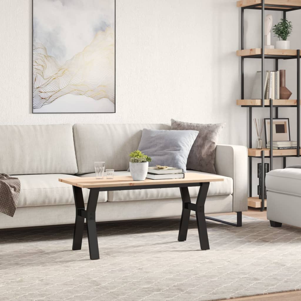 vidaXL Salontafel Y-frame 100x50x45 cm massief grenenhout en gietijzer