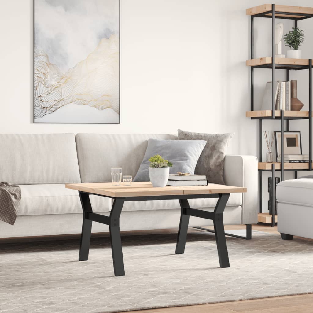 vidaXL Salontafel Y-frame 80x80x45,5 cm grenenhout en gietijzer