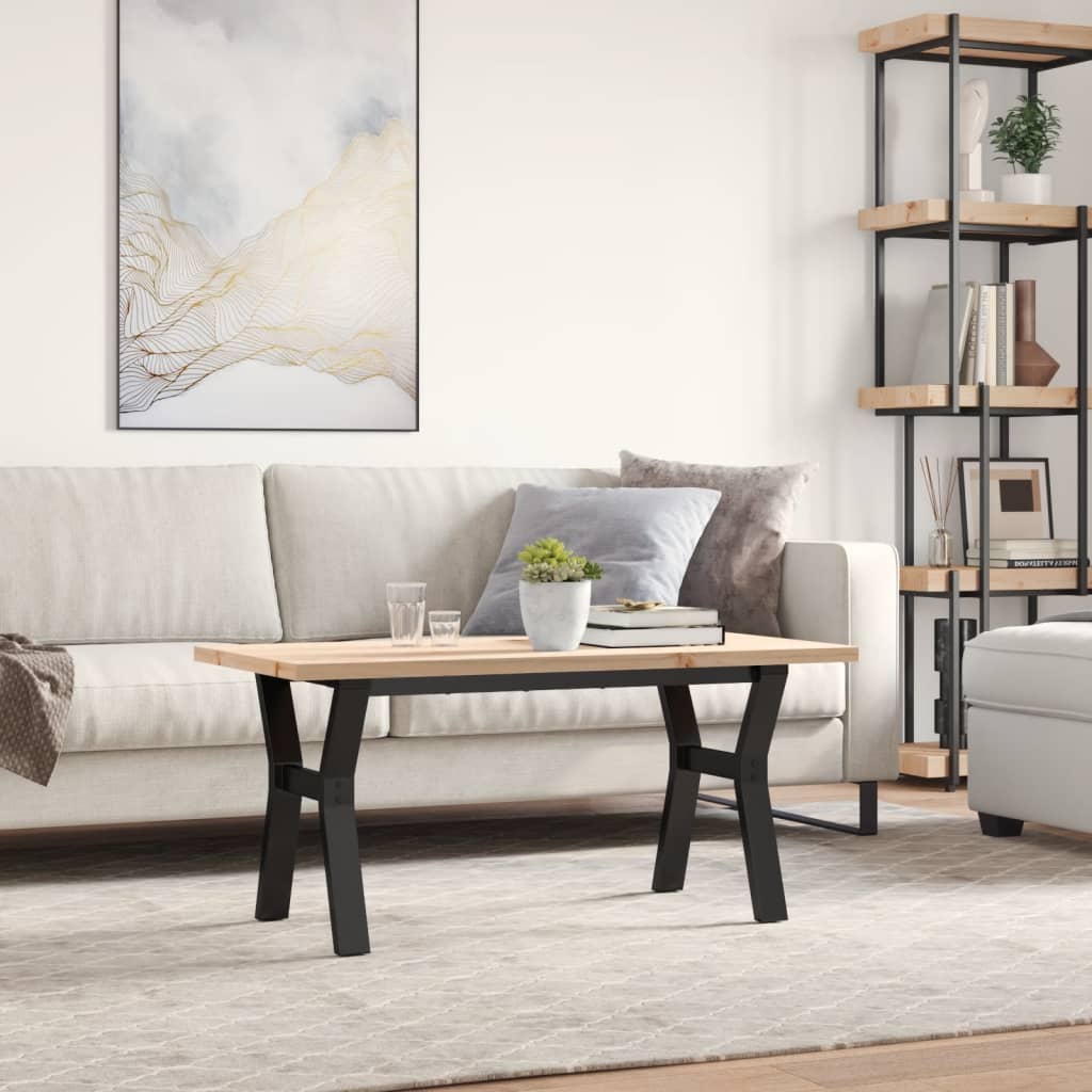 vidaXL Salontafel Y-frame 100x50x45,5 cm grenenhout en gietijzer