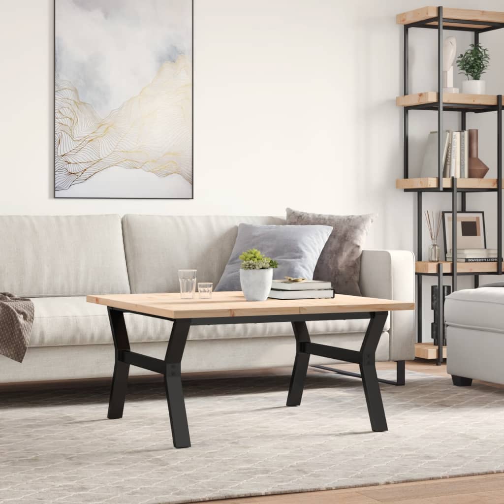 vidaXL Salontafel Y-frame 90x90x45,5 cm grenenhout en gietijzer