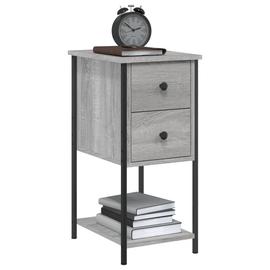 vidaXL Nachtkastje 32x42x70 cm bewerkt hout grijs sonoma eikenkleurig