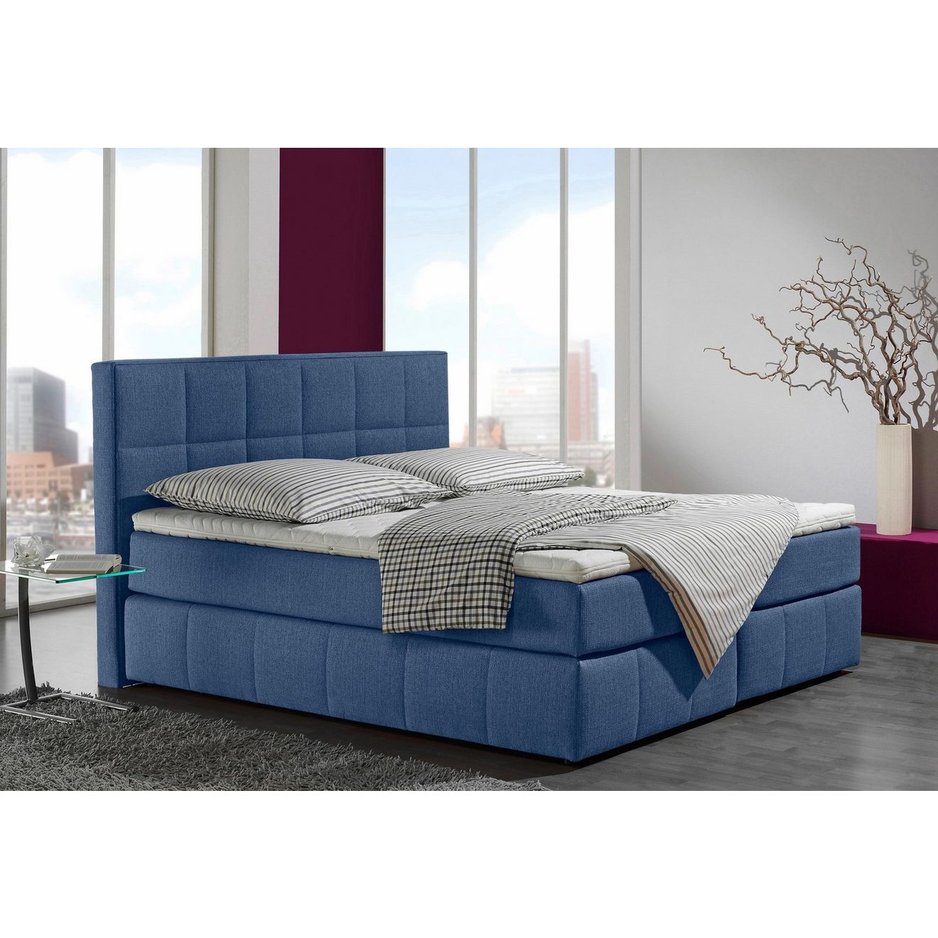 INOSIGN Boxspring Casano met fijne stiksels, in 3 matrassoorten, 2 hardheden en 5 kleuren