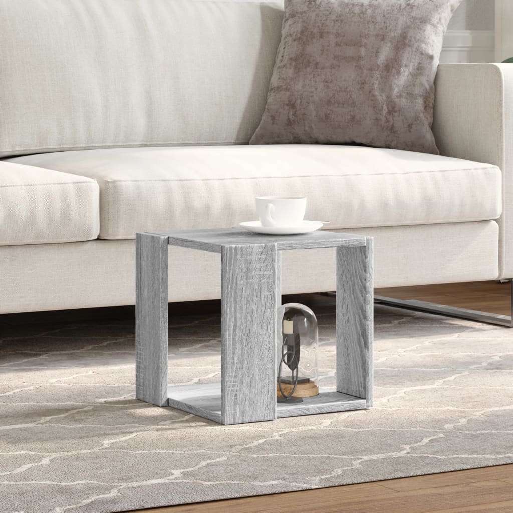 vidaXL Salontafel 32x32x30 cm bewerkt hout grijs sonoma eikenkleurig