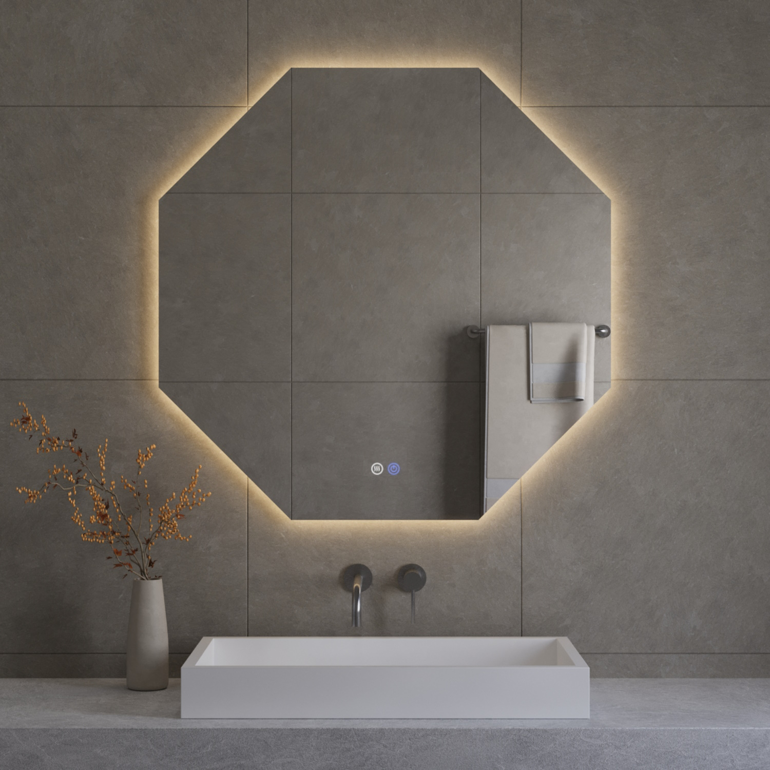 Best Design Octagon Spiegel incl. Verwarming en LED Verlichting  Honey 60x60 cm