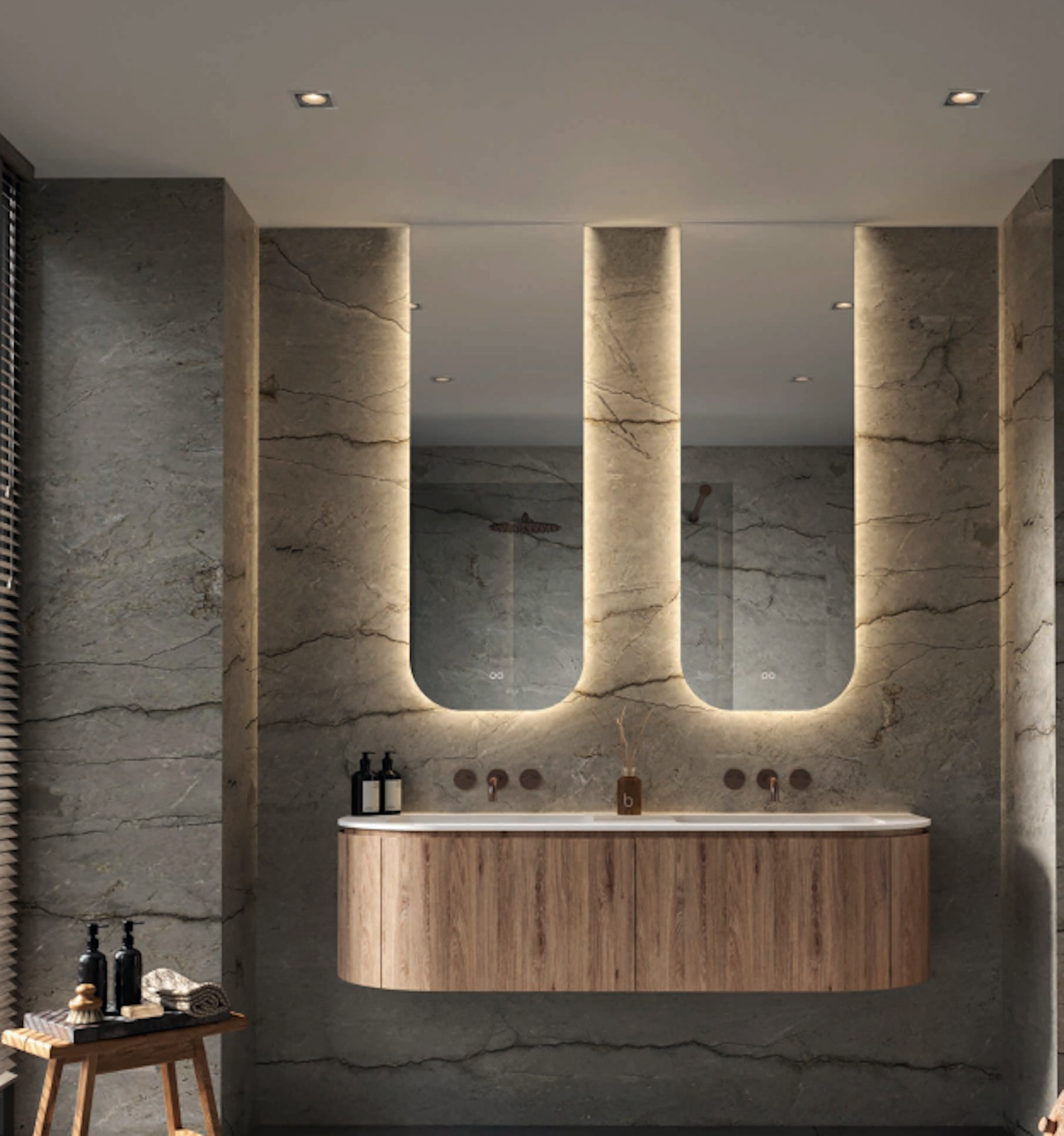 Hipp Design Spiegel  SPV Rechthoek 50x140 cm Met Afgeronde Hoeken Met Verlichting