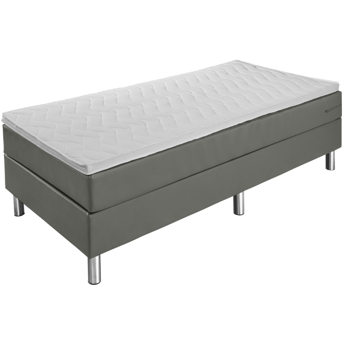 Vega Hotelbed Standard Synthetisch leer, zonder hoofdbord; 90x200x58 cm (BxLxH); donkergrijs; medium