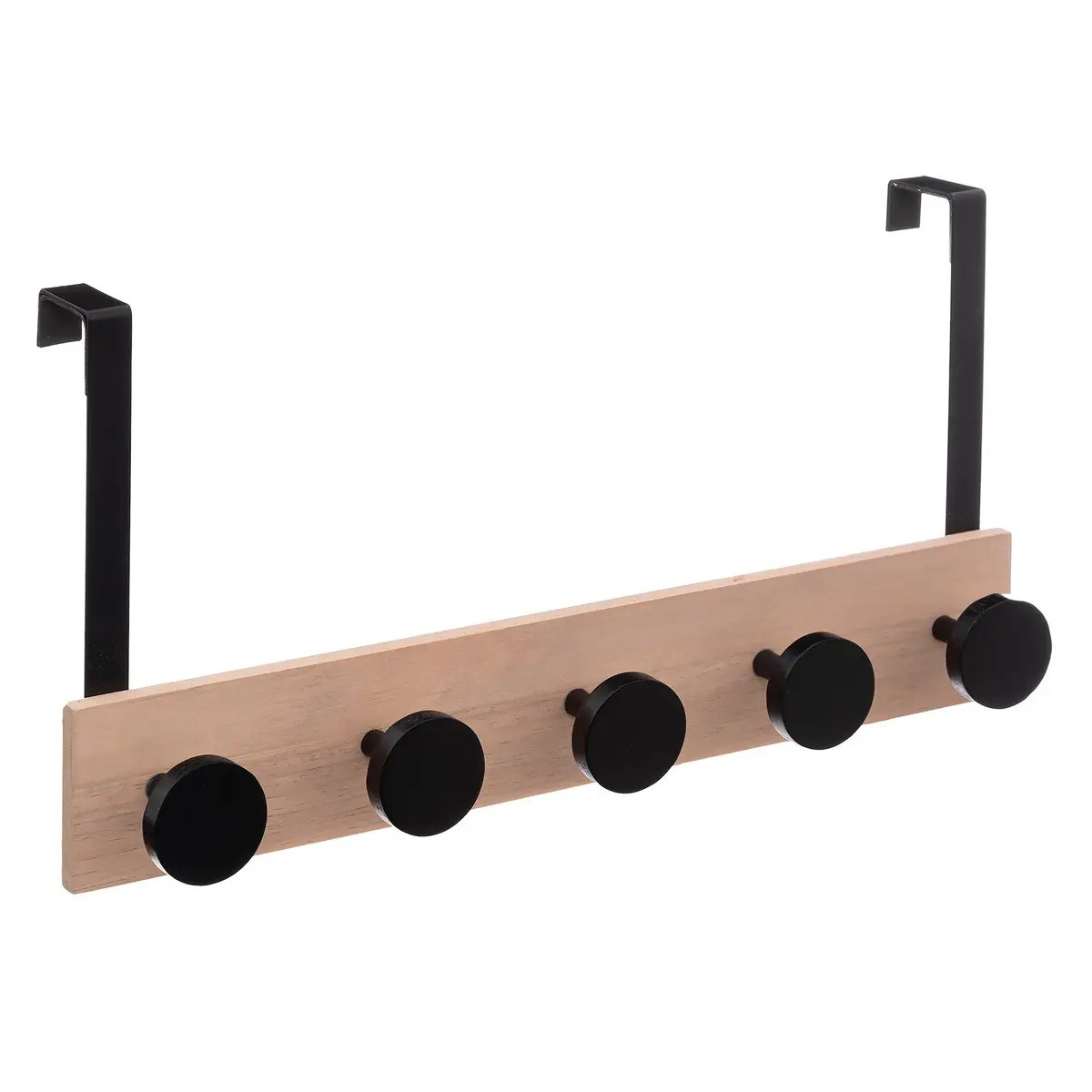 5five Deur ophang kapstok - met 5 ophanghaken/knoppen - zwart/beige - B50 x H24 cm -