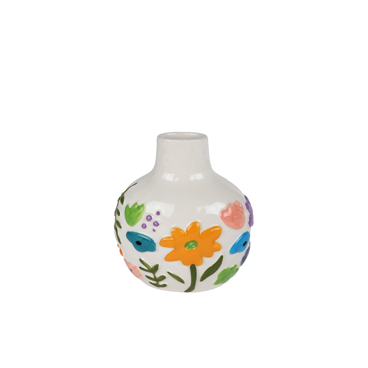 Merkloos Vaas Fleur S Wit/multicolor 12x9x14cm