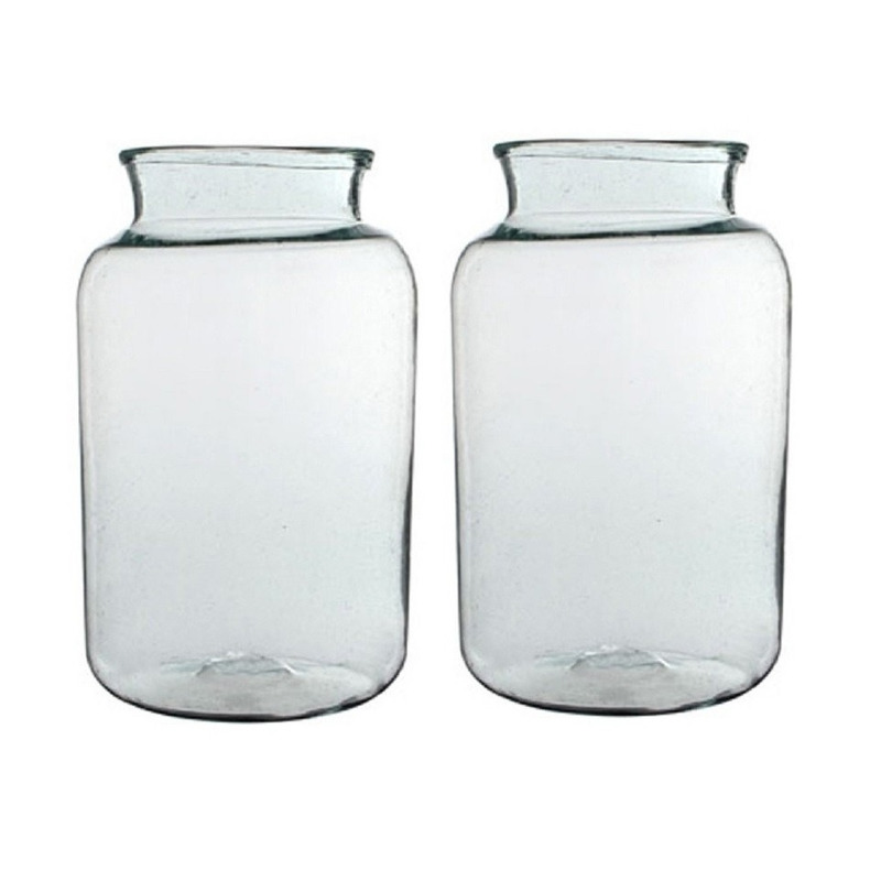 Merkloos 2x Cilinder vaas / bloemenvaas transparant glas x 25 cm -