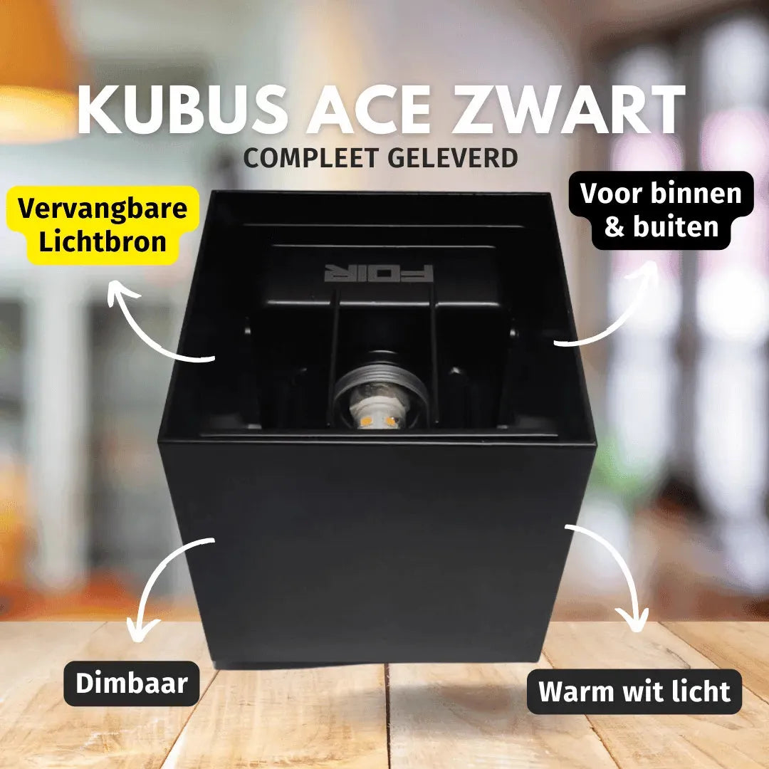Artdelight Design wandlamp Cube zwart vierkant WL CUBE-3K ZW