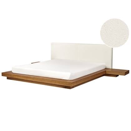 Beliani  ZEN - Tweepersoonsbed - Lichthout - 180 x 200 cm - Bouclé