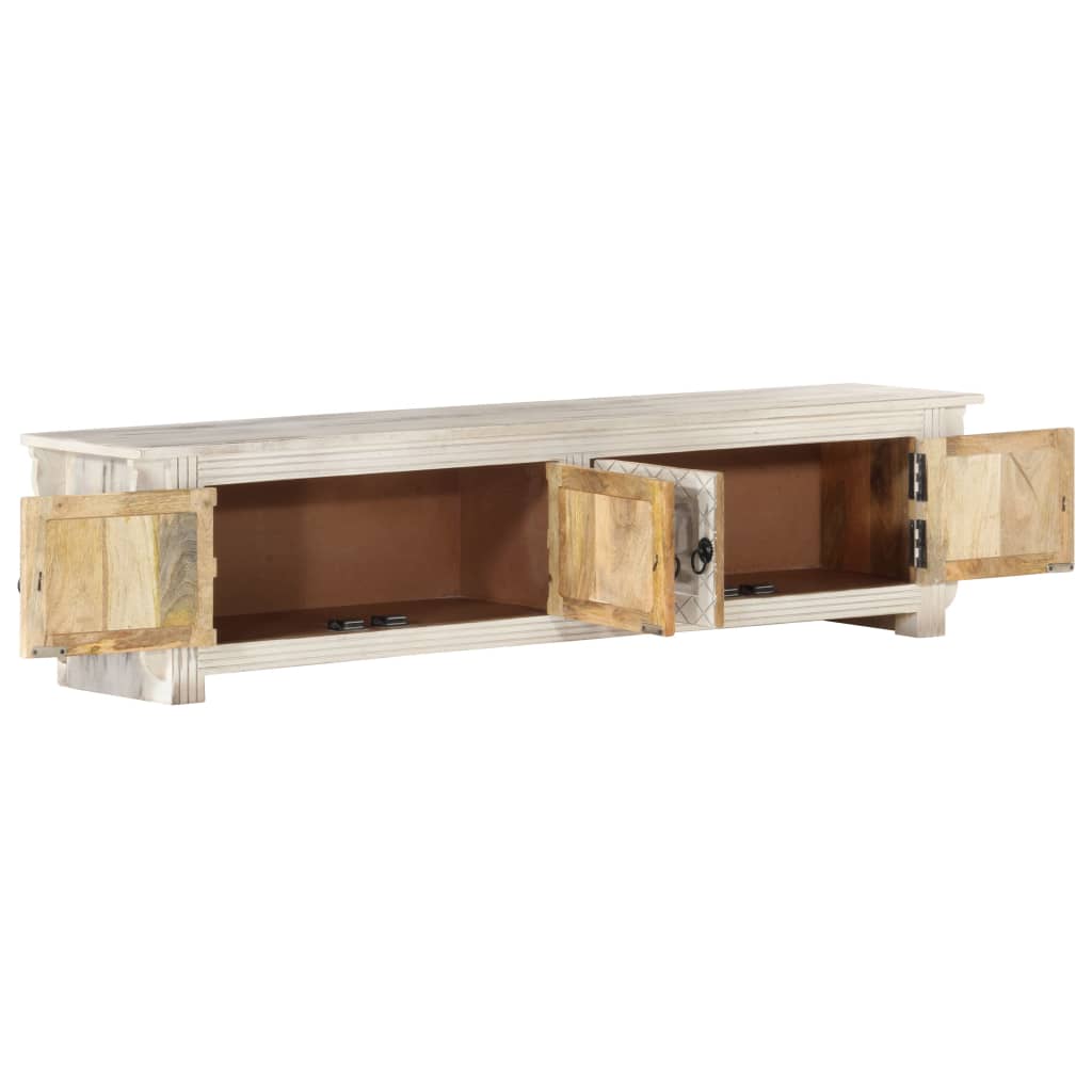 vidaXL Tv-meubel 140x30x35 cm massief mangohout wit