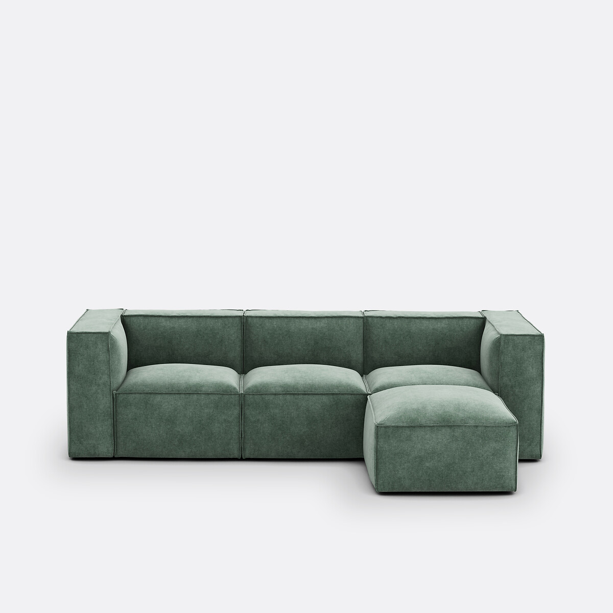 LA REDOUTE INTERIEURS Modulaire 3-zit en poef, vintage fluweel, Seven