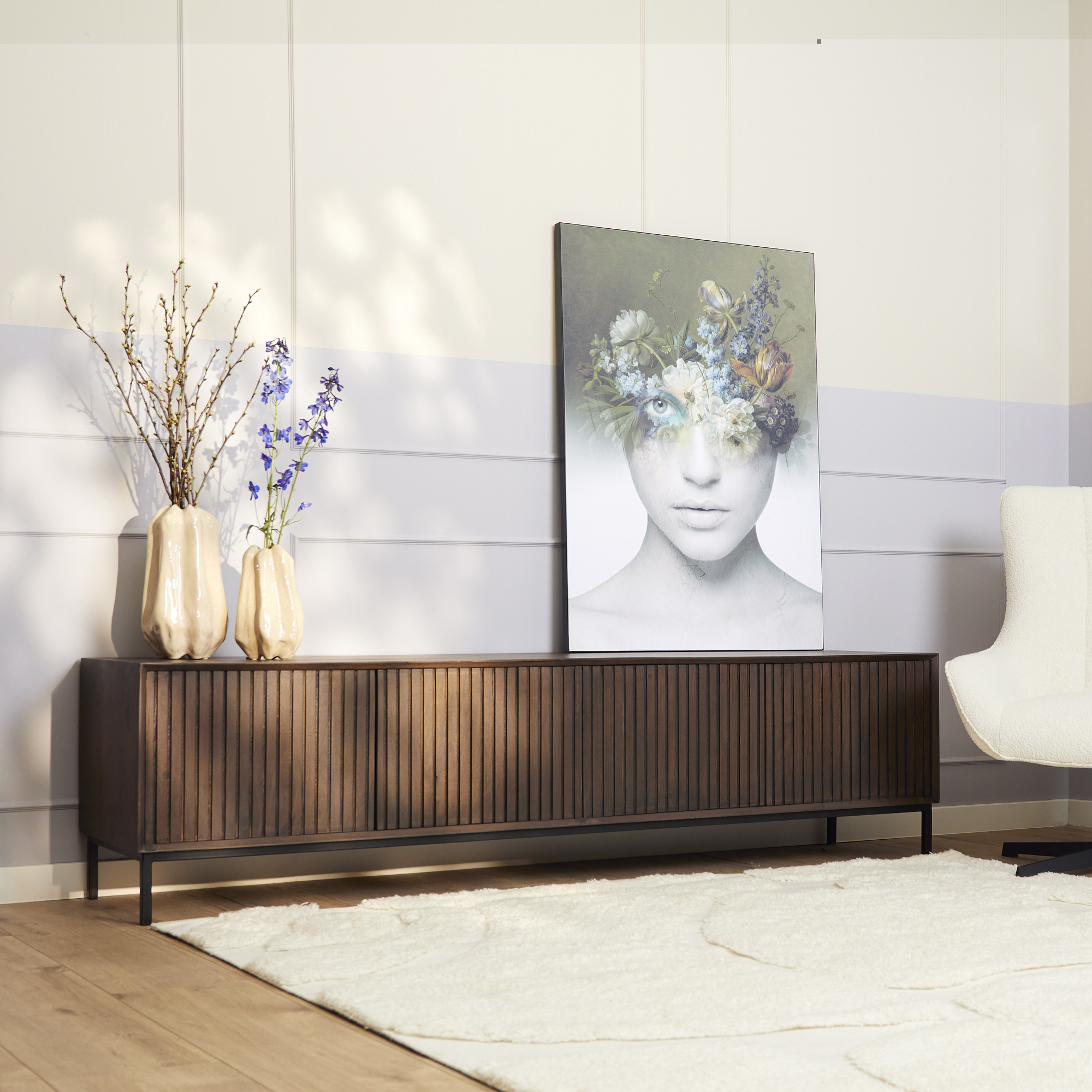 Het Steigerhouthuis Tv meubel Madison Walnoot | 210 cm