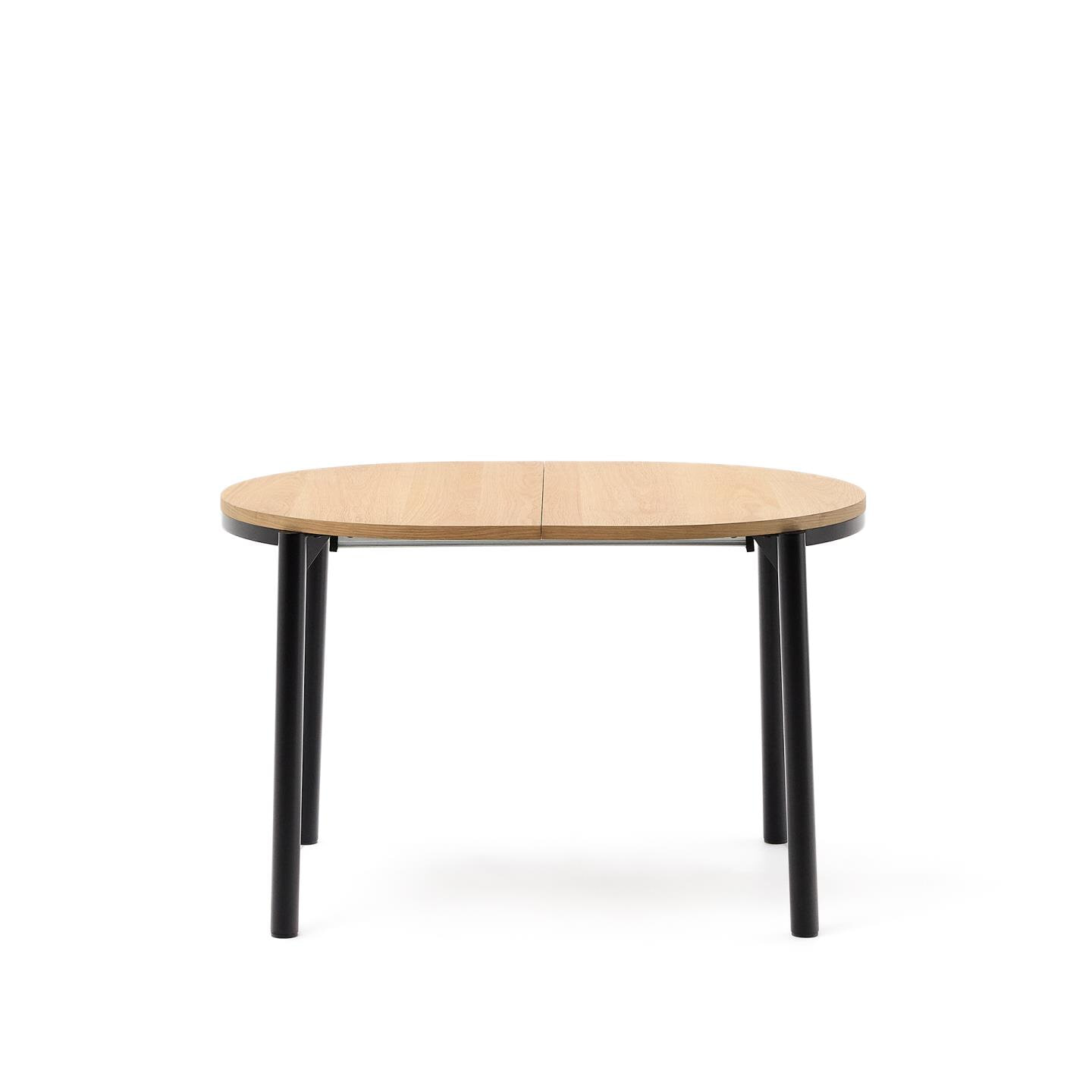 Kave Home Uitschuifbare Ovale Eettafel Montuiri 120-200 x 90cm - Naturel/Zwart