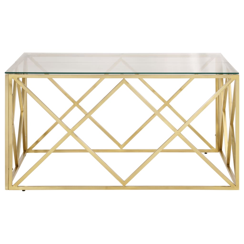 vidaXL Salontafel roestvrijstaal en gehard glas goudkleurig
