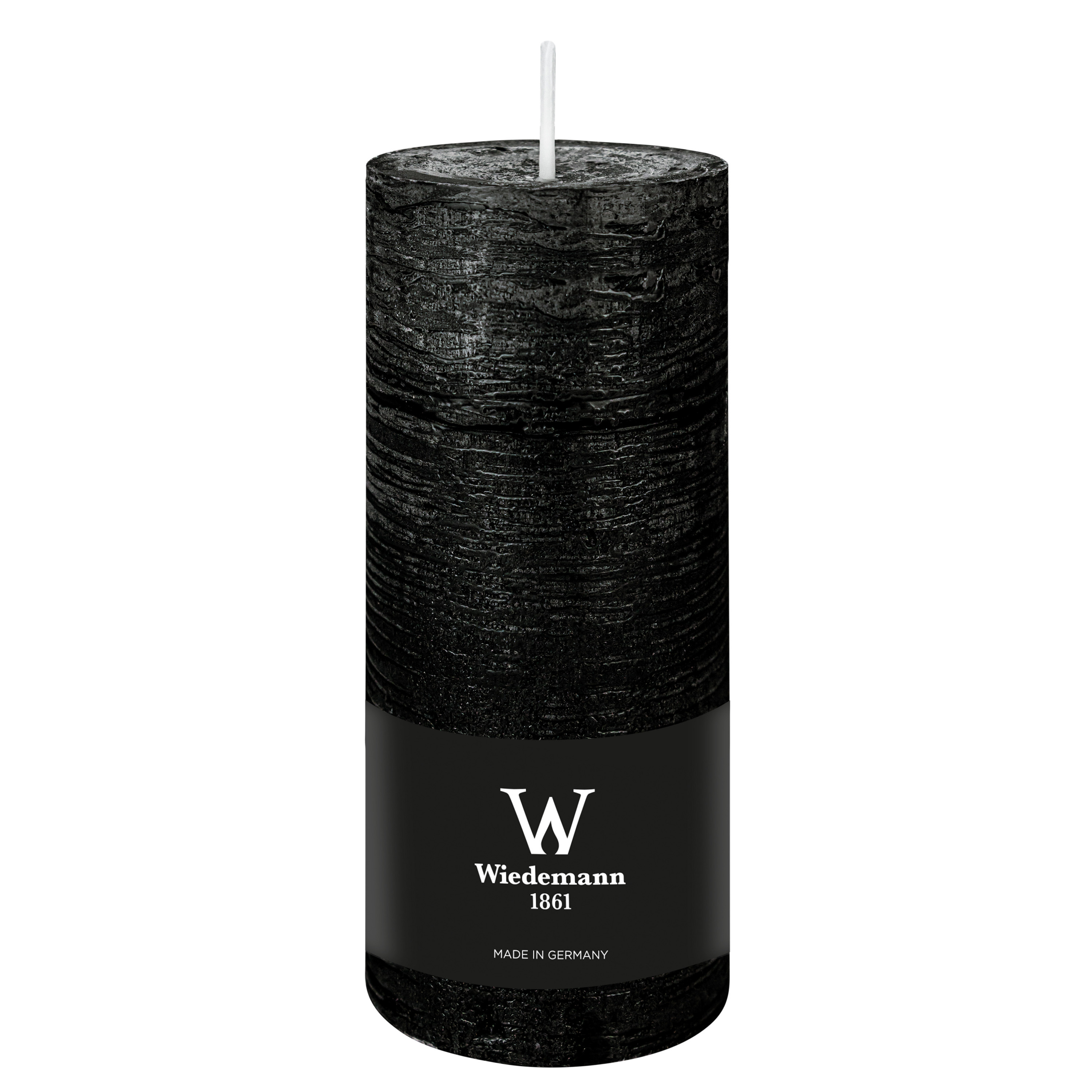 Wiedemann Cilinderkaars/stompkaars - rustieke kaars - zwart - 7 x 16 cm - 66 branduren -