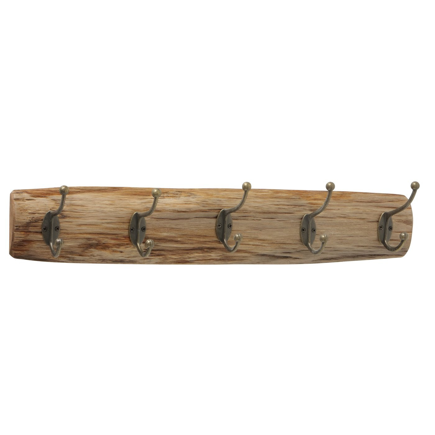 Deco by Boltze Kapstok met 5 haken - hout/metaal - 55 cm - antiek look -