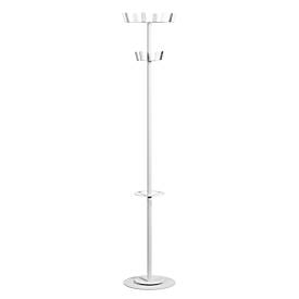 Meet_by_Paperflow Kapstok Paperflow, 12 haken, met parapluhouder & lekbak, B 350 x D 350 x H 1750 mm, staal, wit-wit