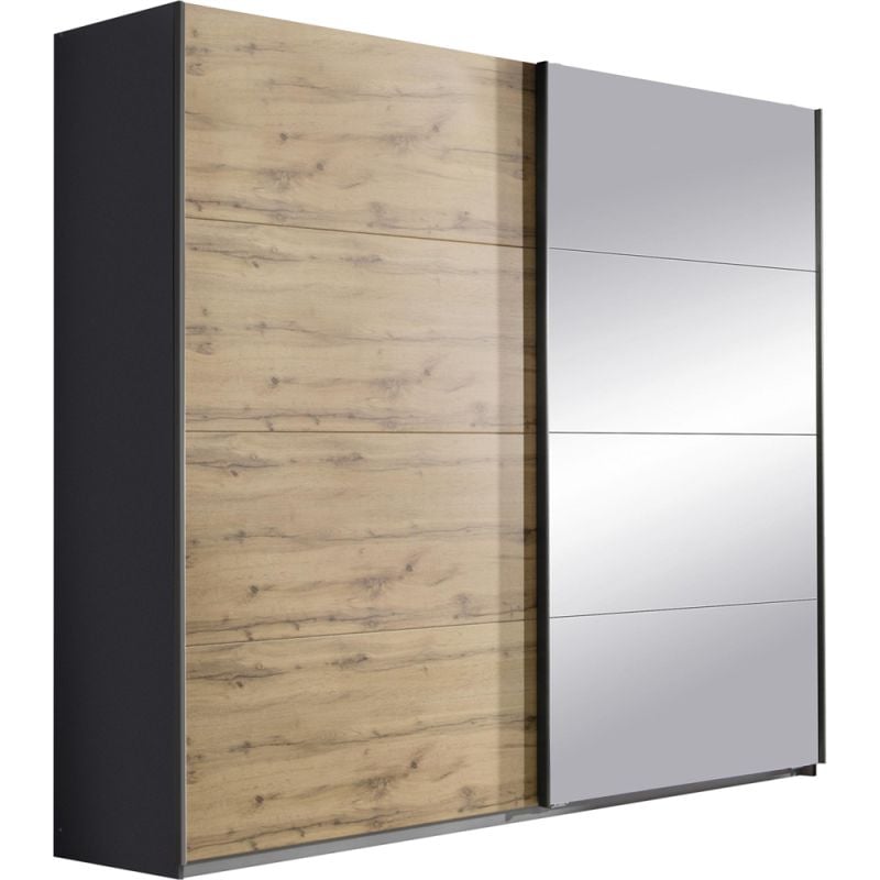 Budget Home Store Kledingkast Quadro B181xH210 Eiken - Grijs incl. kastinrichting