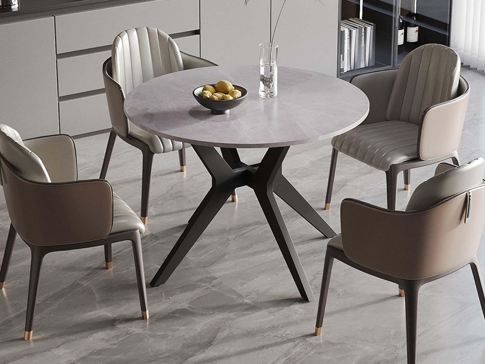Mobistoxx Ronde eettafel APOLIRI 110 cm glazend grijs