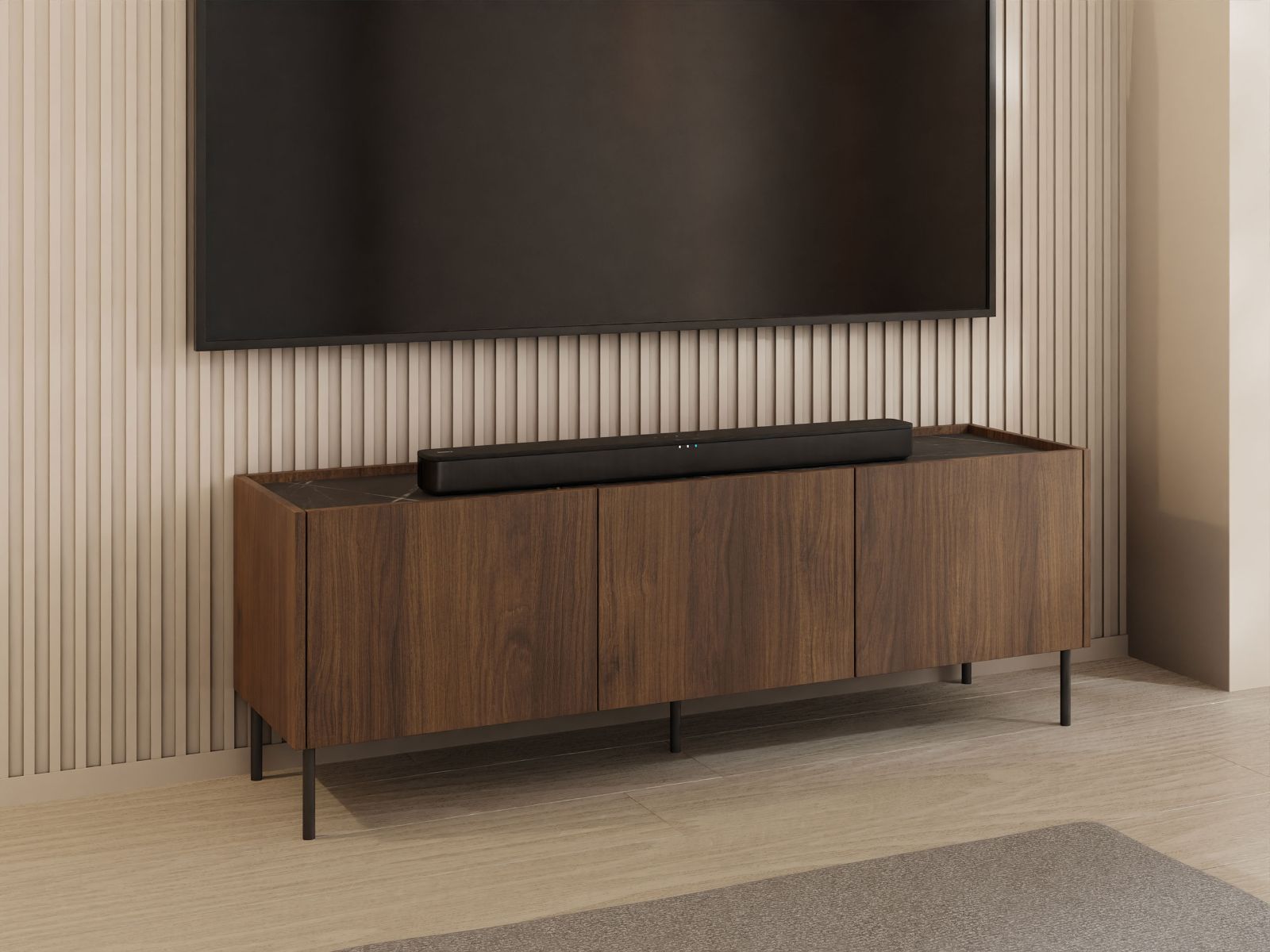 Mobistoxx Tv-meubel TELIO 3 deuren 144 cm warmia walnoot/zwart marmer