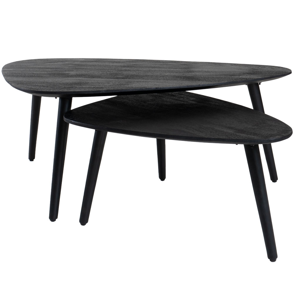 Het Steigerhouthuis Salontafel Jamal - Zwart Mangohout - Set van 2