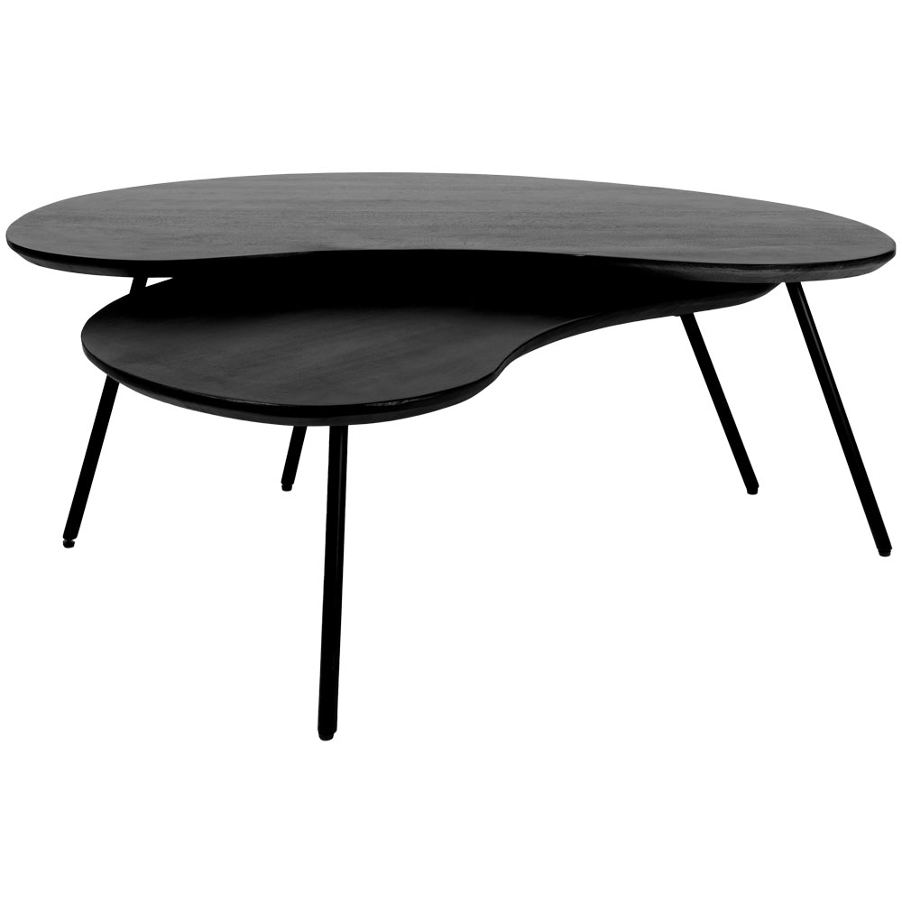 Het Steigerhouthuis Salontafel Ludo Zwart - Organisch - Set van 2