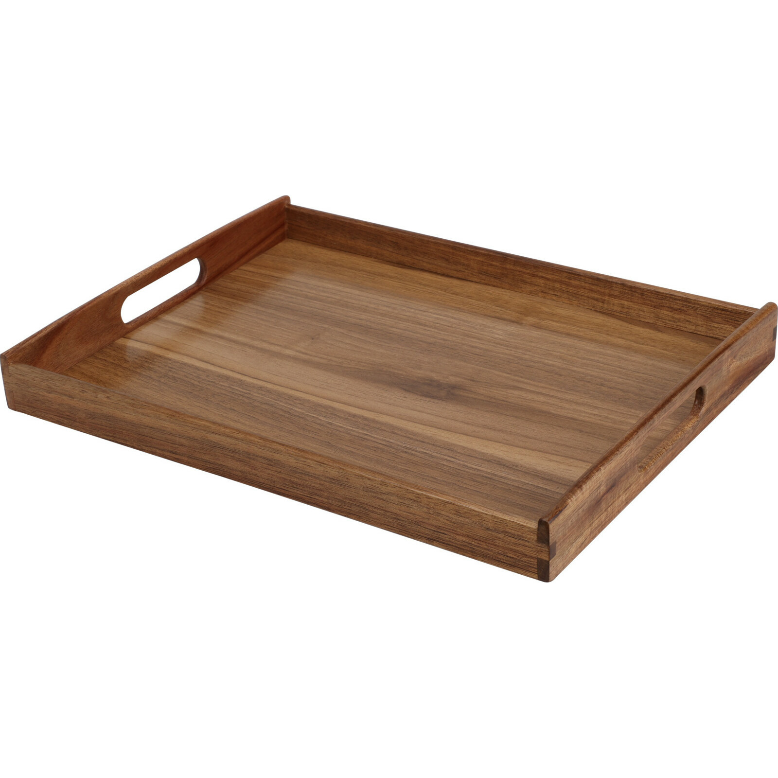 Excellent Houseware dienblad van bamboe hout - x 30 x 5 cm - bruin - Hoge opstaande rand -