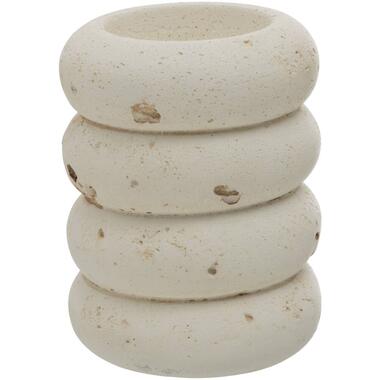 Leen Bakker Theelichthouder Nordic - off-white - 8,5xØ7 cm