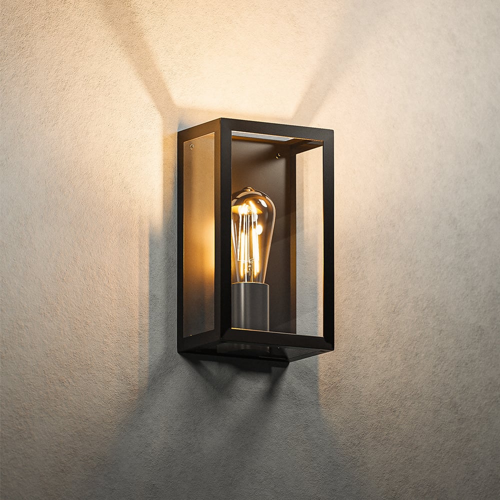 HOFTRONIC™ Stella smart LED wandlamp - Warm wit - Wifi & Bluetooth - ST64 lichtbron - Muurlamp - 7 Watt - 806 lumen - IP44 - Zwart