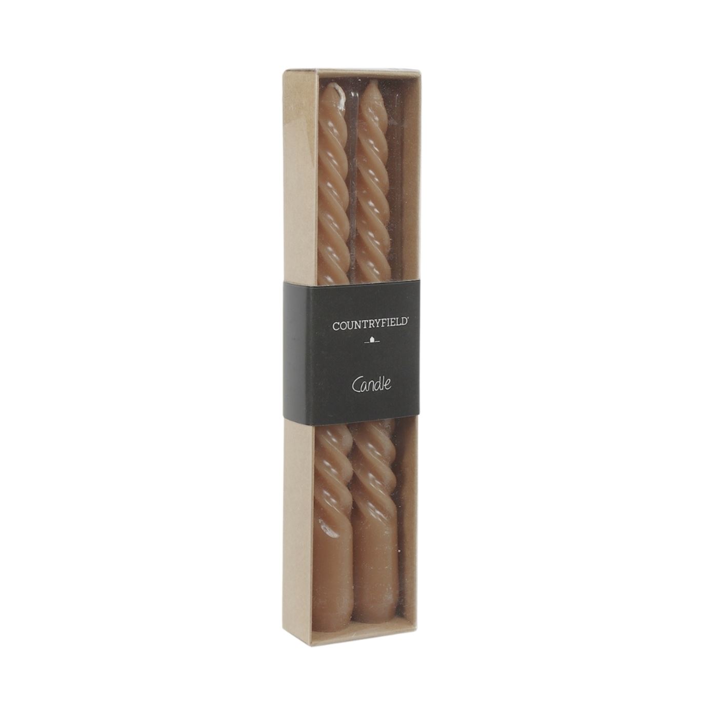 Countryfield Dinerkaarsen Twirly Beige 20cm Set Van 2