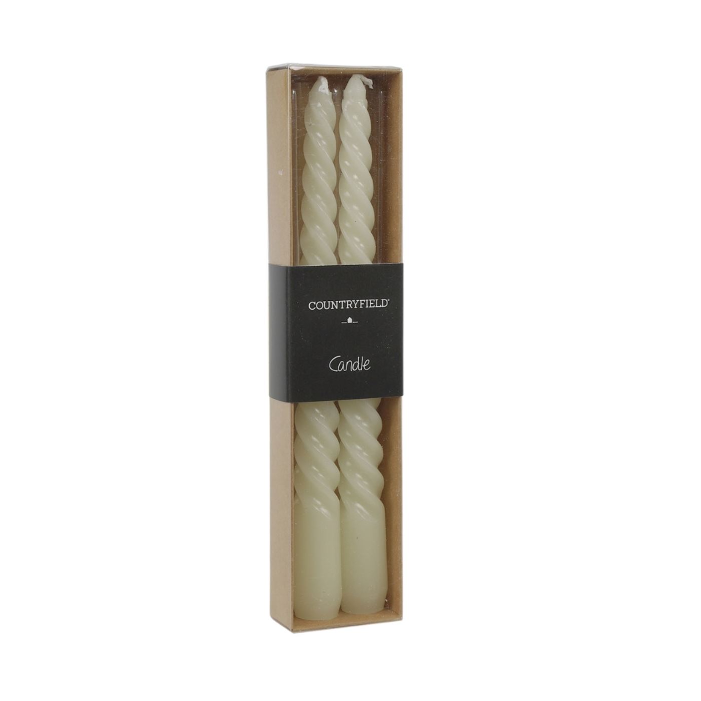 Countryfield Dinerkaarsen Twirly Crème 20cm Set Van 2