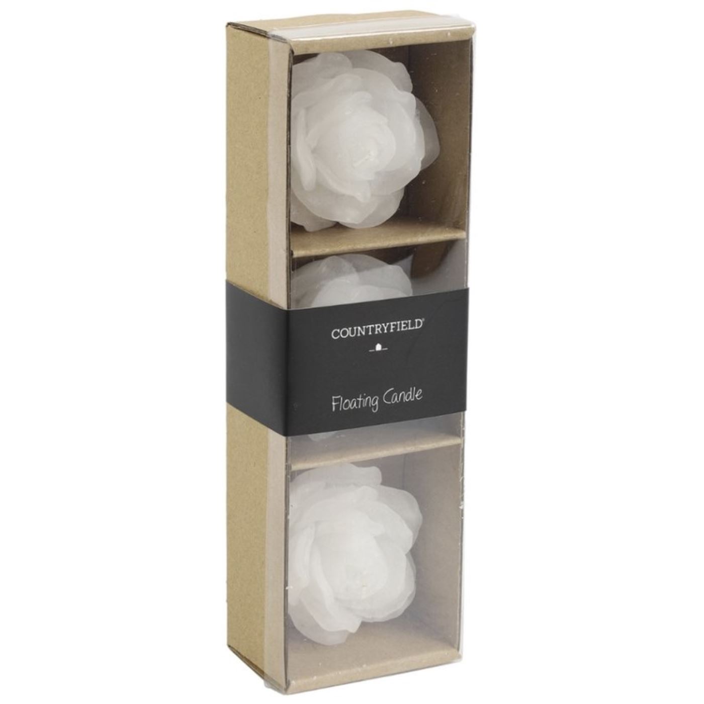 Countryfield Drijfkaars Bloem Rosi M Wit 6cm Set Van 3