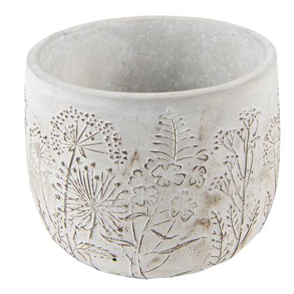 Clayre & Eef Bloempot Ø 14x11 cm Beige Steen Rond Plantenpot