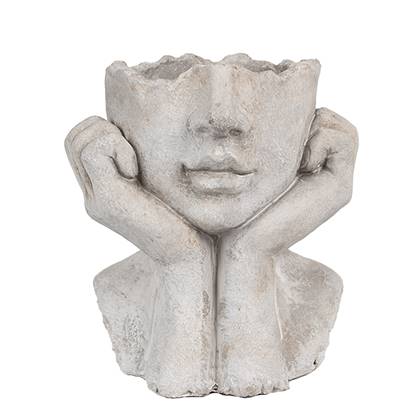 Clayre & Eef Bloempot Binnen Vrouw 17x14x18 cm Grijs Steen Plantenpot