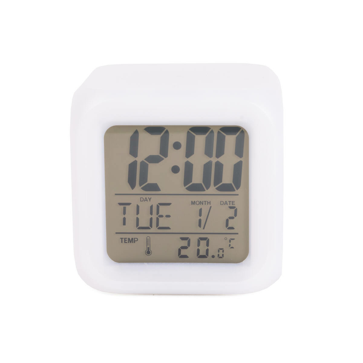 Benson Digitale wekker - LED - geel/oranje/groen/blauw - kubus - 8 x 8 x 8 cm -