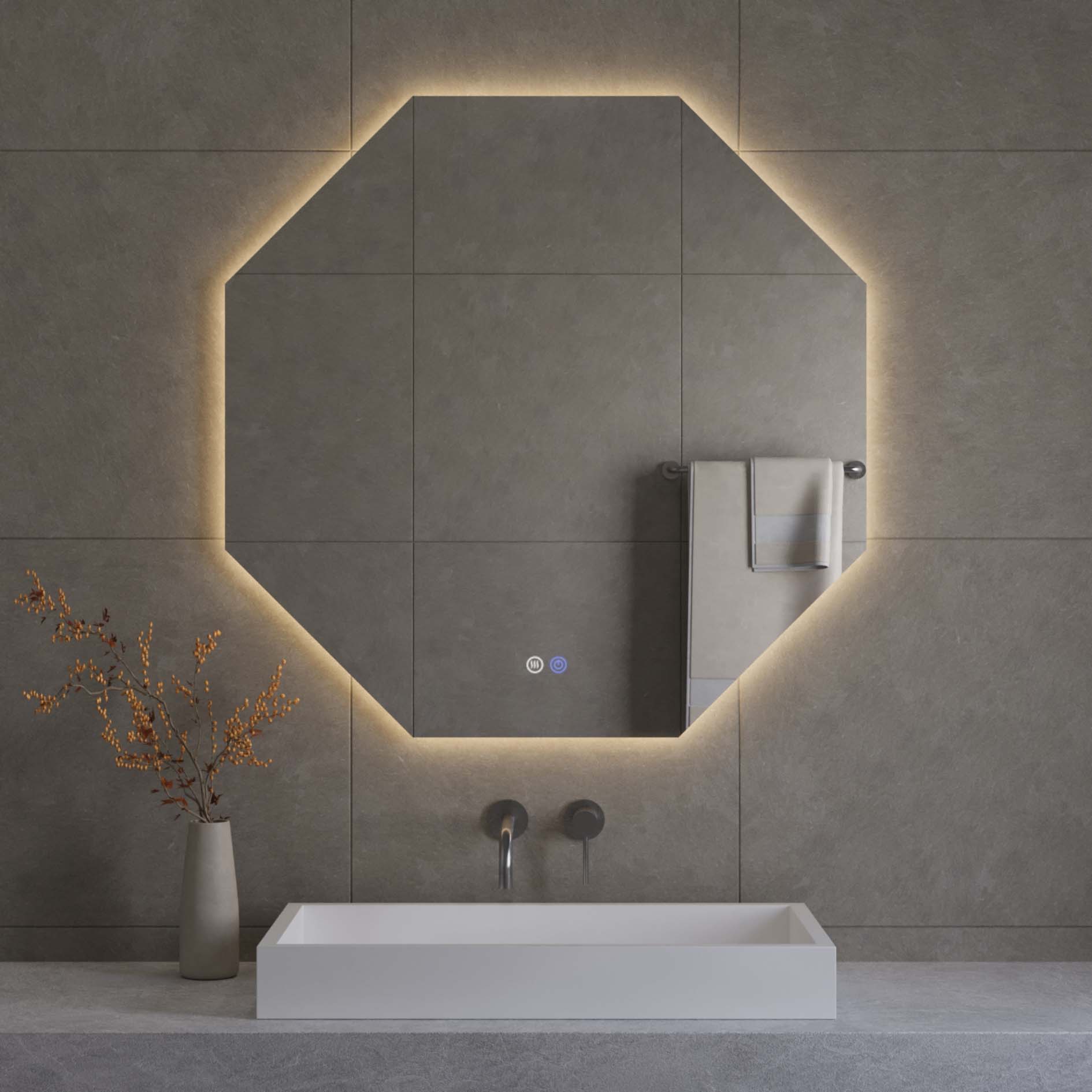 Best Design Honey achthoekige LED spiegel met spiegelverwarming 100x100cm