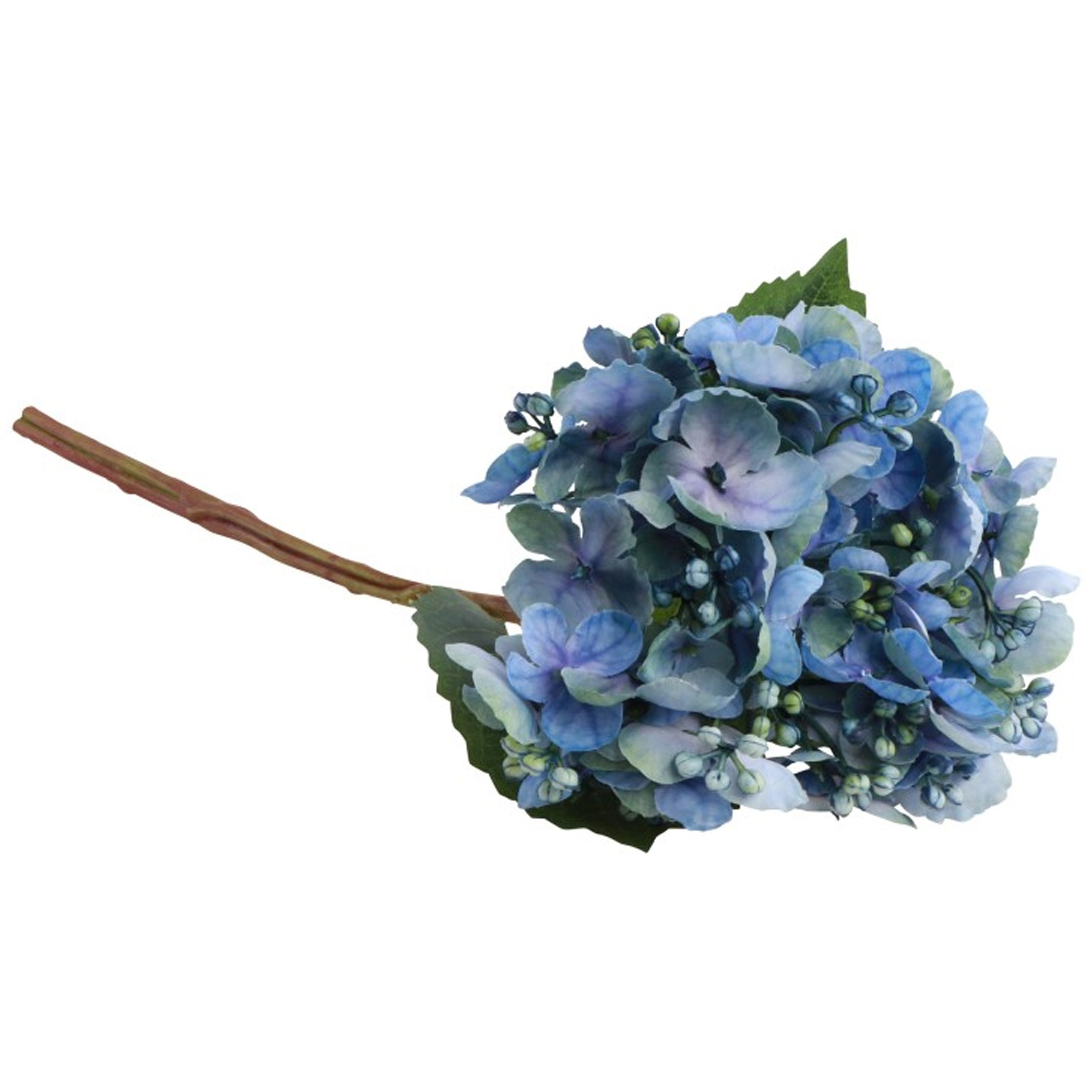 Chaks Kunstbloem Hortensia tak - blauw - 35 cm - losse steel - Kunst zijdebloemen -