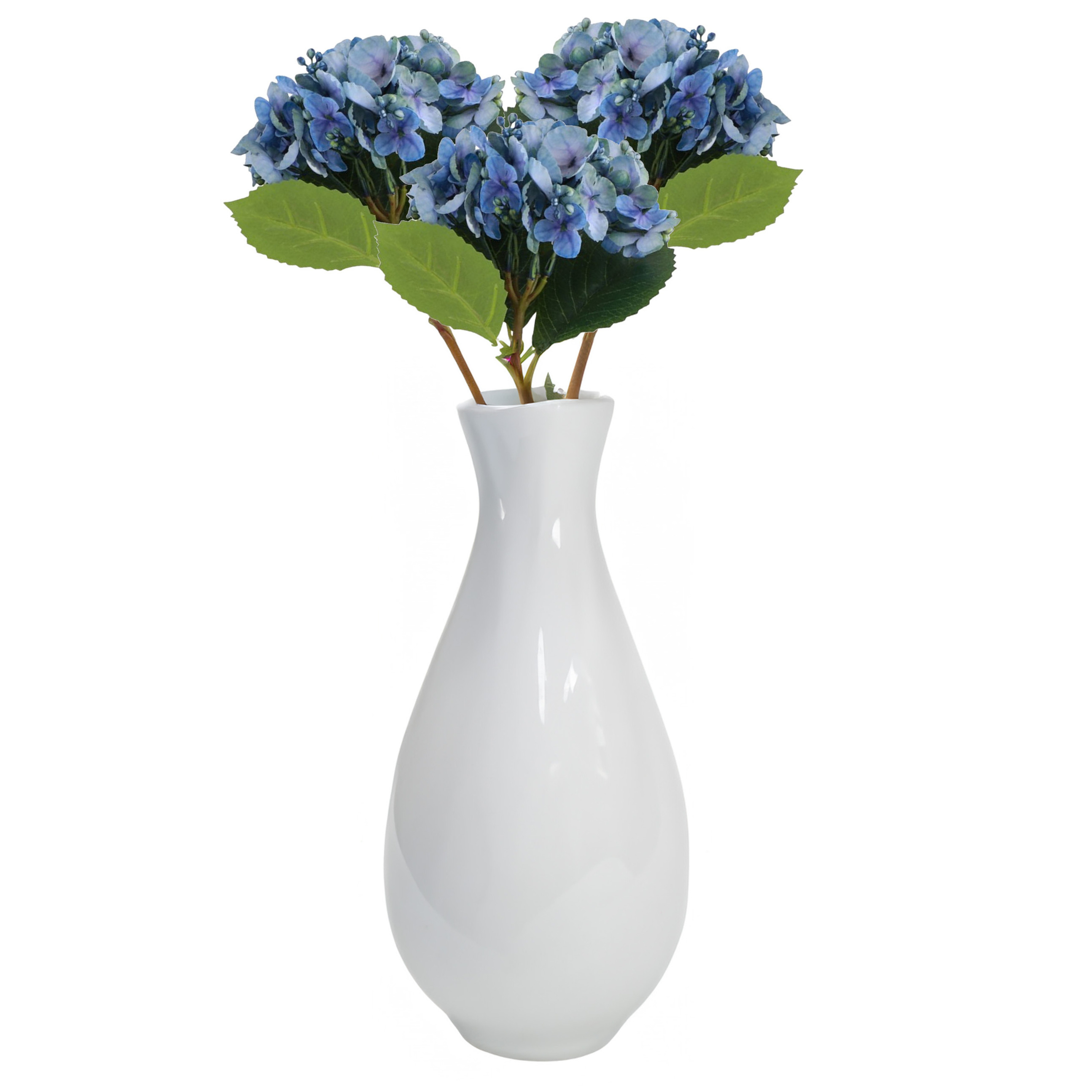 Chaks Kunstbloem Hortensia tak - 3x - blauw - 35 cm - losse steel - Kunst zijdebloemen -
