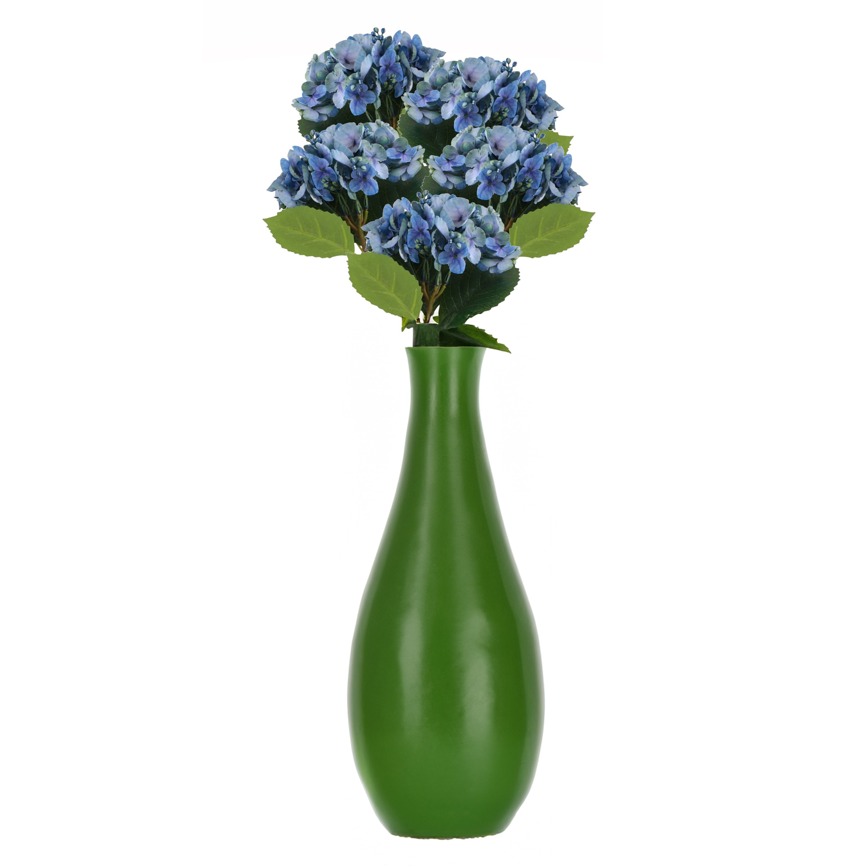 Chaks Kunstbloem Hortensia tak - 5x - blauw - 35 cm - losse steel - Kunst zijdebloemen -