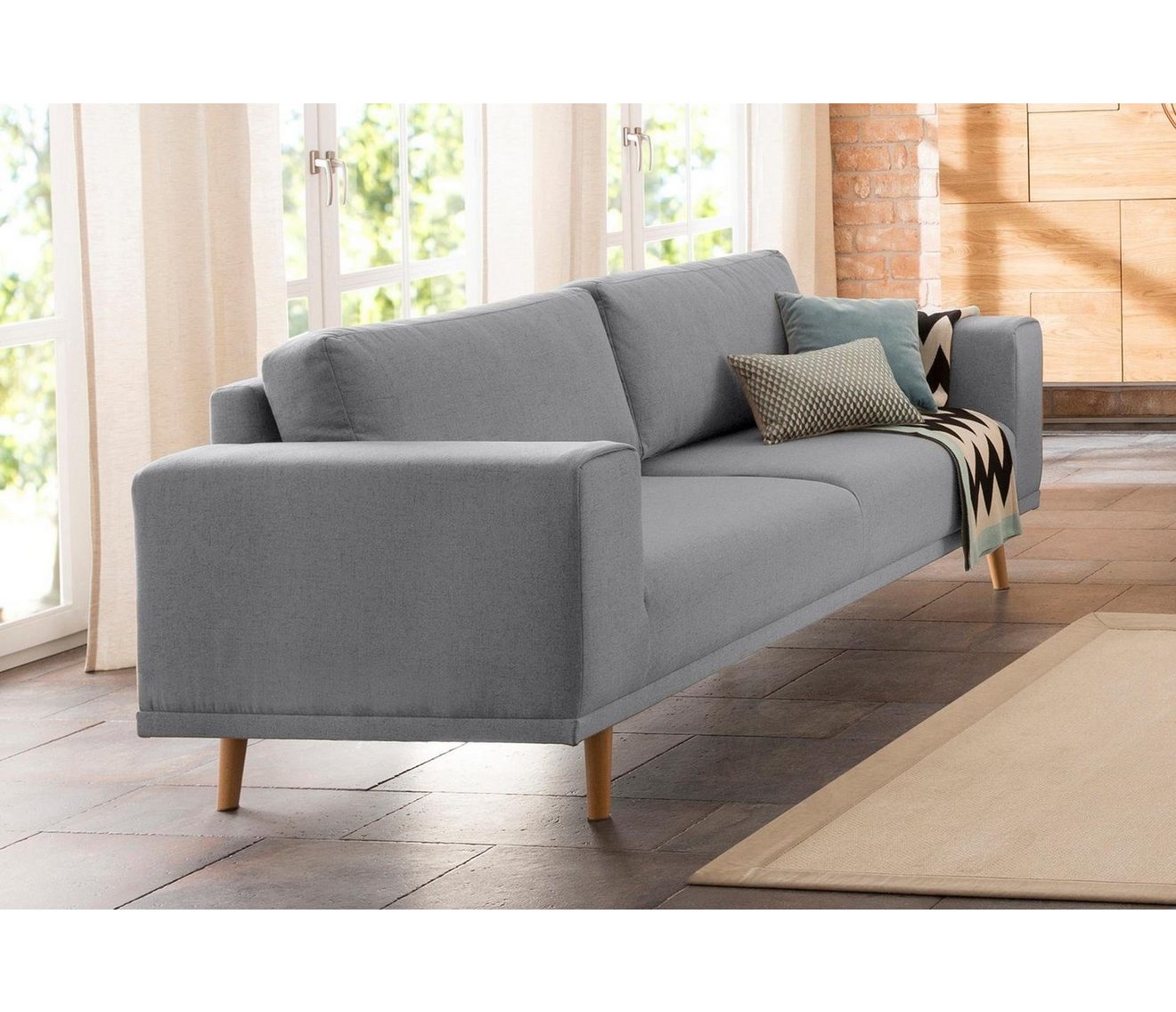 Home affaire 3-zitsbank Lasse in scandinavische stijl met houten poten