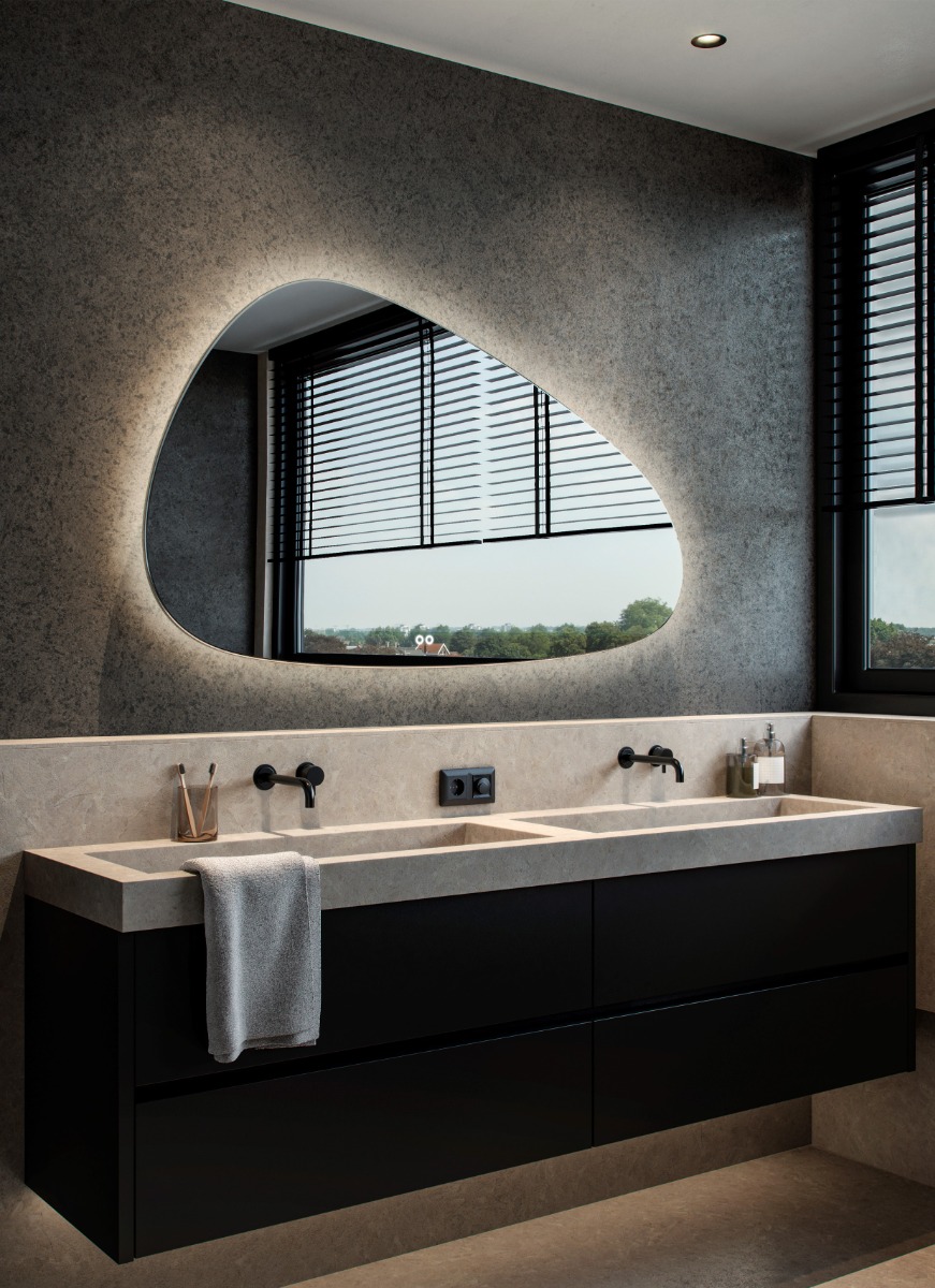 HIPP design 13600 organische spiegel 180x100cm met backlight en spiegelverwarming