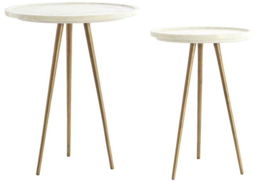 Bijzettafel Prato - Marmer Wit+antiek Brons