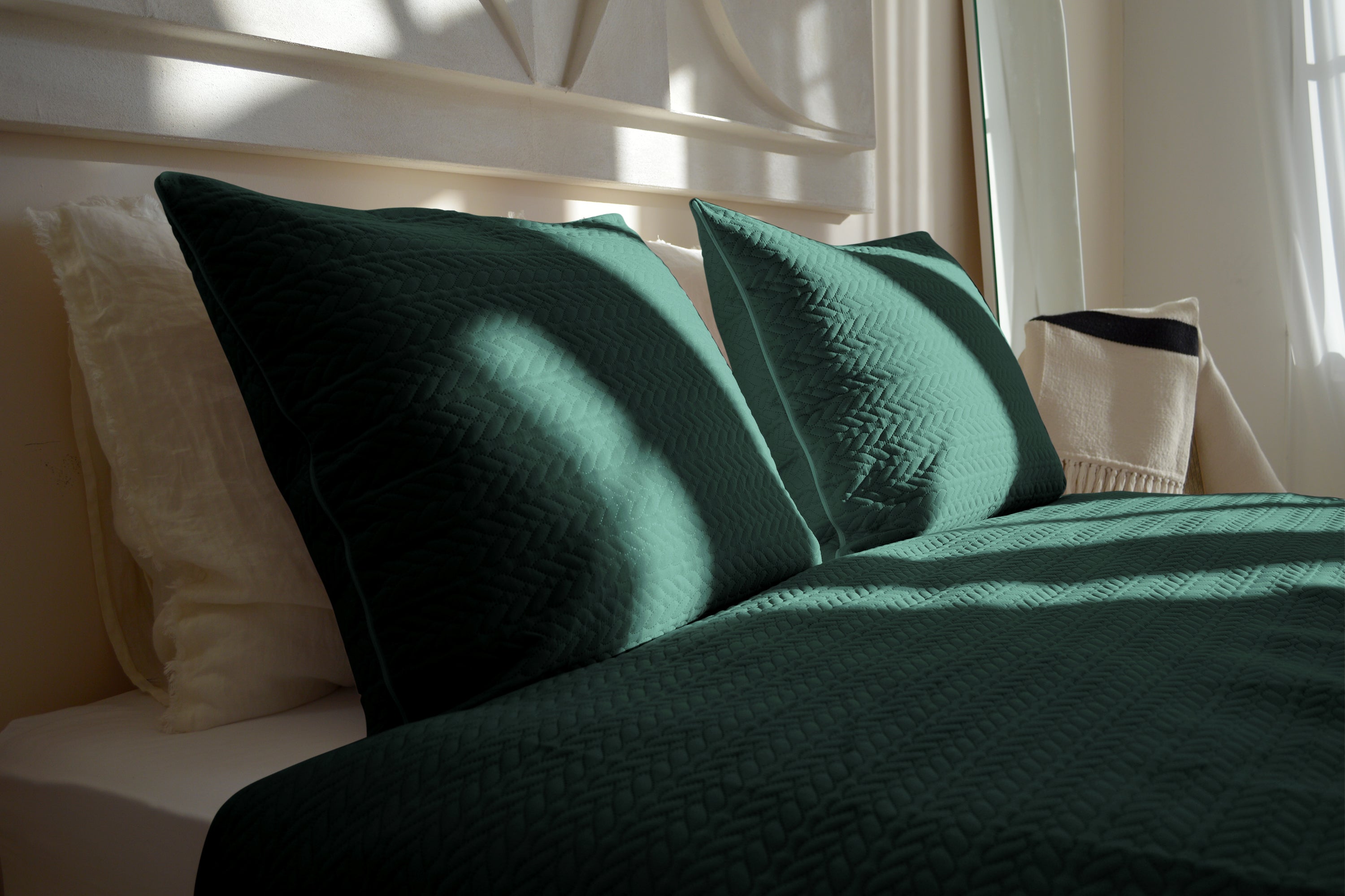 Zydante Home - Bedsprei incl. 2 kussenslopen - Dark Green - Rope - 220 x 240
