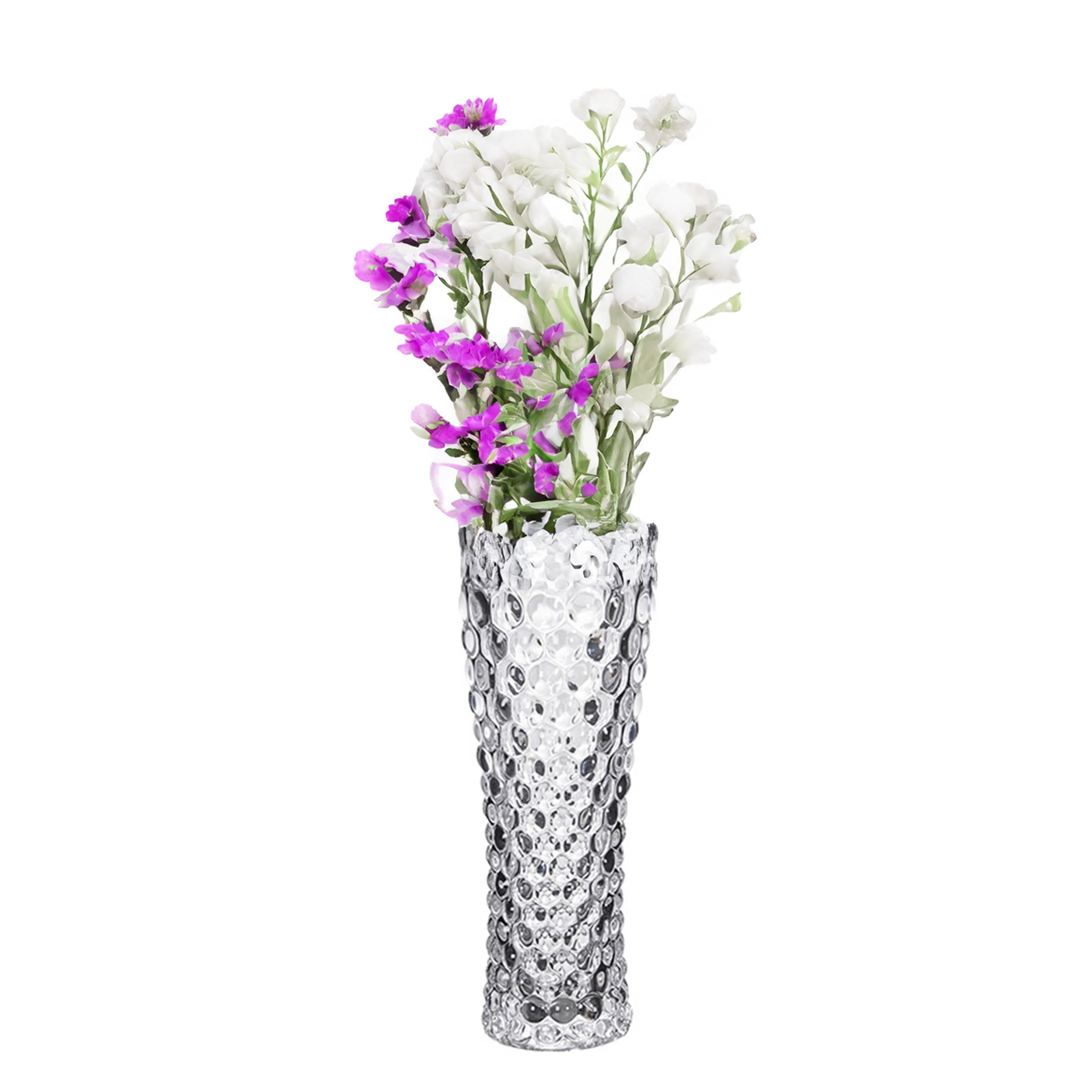 Alessandro Bloemenvaas Mystic - glas - luxe bubbels relief - 7 x 7 x 18 cm - voor kleine bloemen -