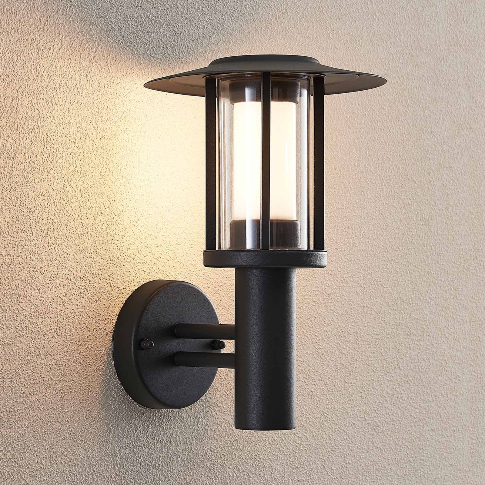 LINDBY LED buiten wandlamp Gregory, donkergrijs, metaal, IP44